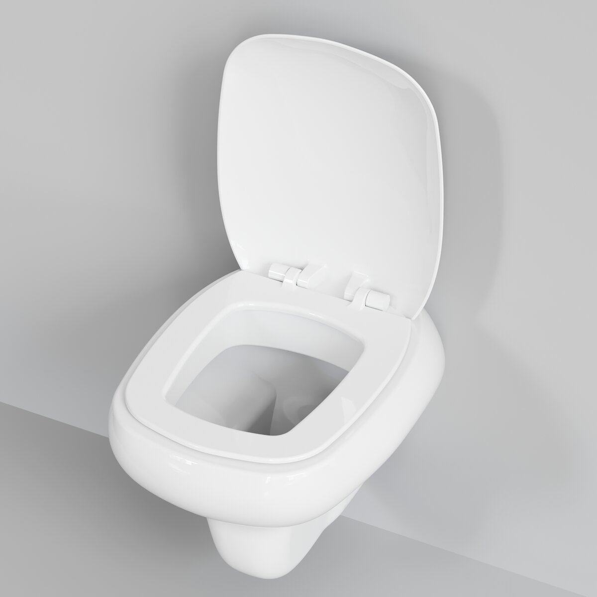 Унитаз Diamond 123T20001R (530*405*375) БЕЛЫЙ подвесной БЕЗОБОДКОВЫЙ с толстой крышкой, 2 места 