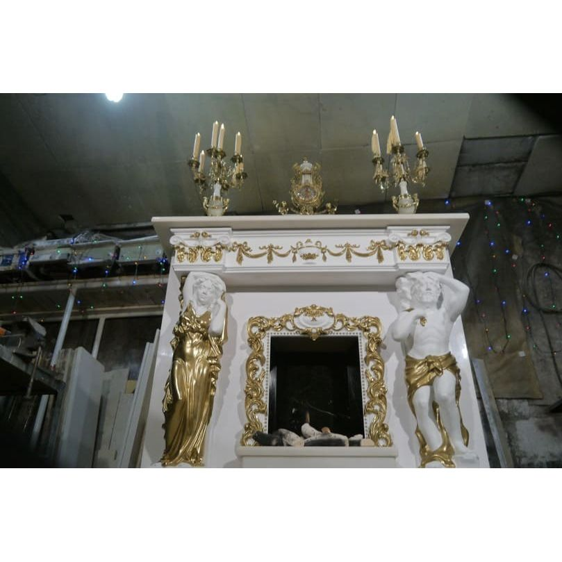 Портал Kaminopt Кариатида и Атлант из Белого Мрамора 