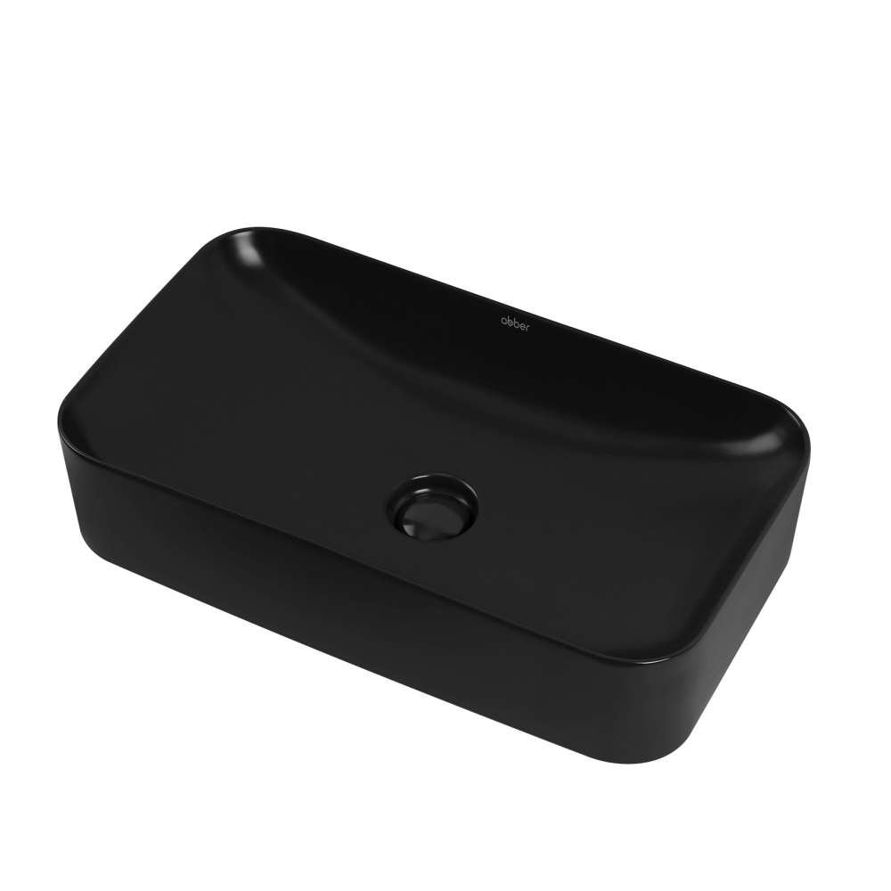 Раковина Abber Rechteck AC2204MB, 60,5 х 35 см, накладная, цвет черный матовый 