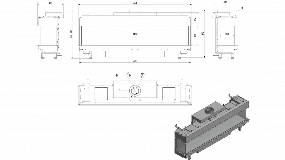 Топка газовая Kratki PRO LEO/LP/200/G20 (магистральный газ) 