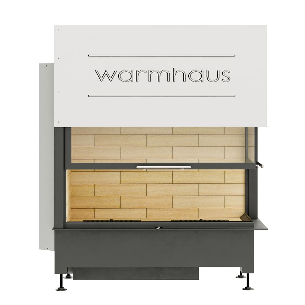 Каминная топка KANT R 100/57h (Warmhaus) с угловым стеклом правая, футеровка шамот 