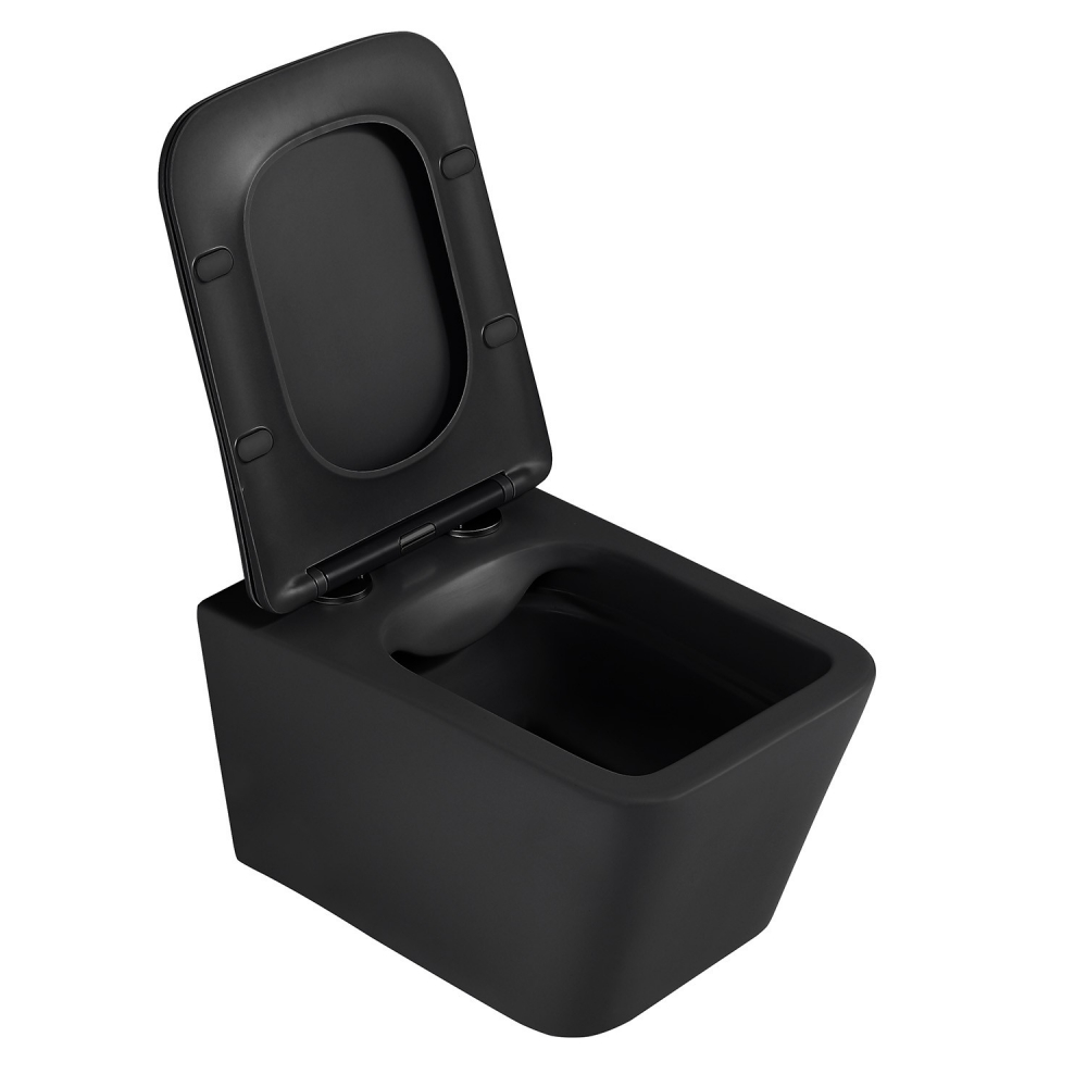 Инсталляция с унитазом Abber Rechteck AC1201MB-AC0105-AC0121MW, сиденье микролифт, клавиша смыва белый матовый, черный матовый, комплект 