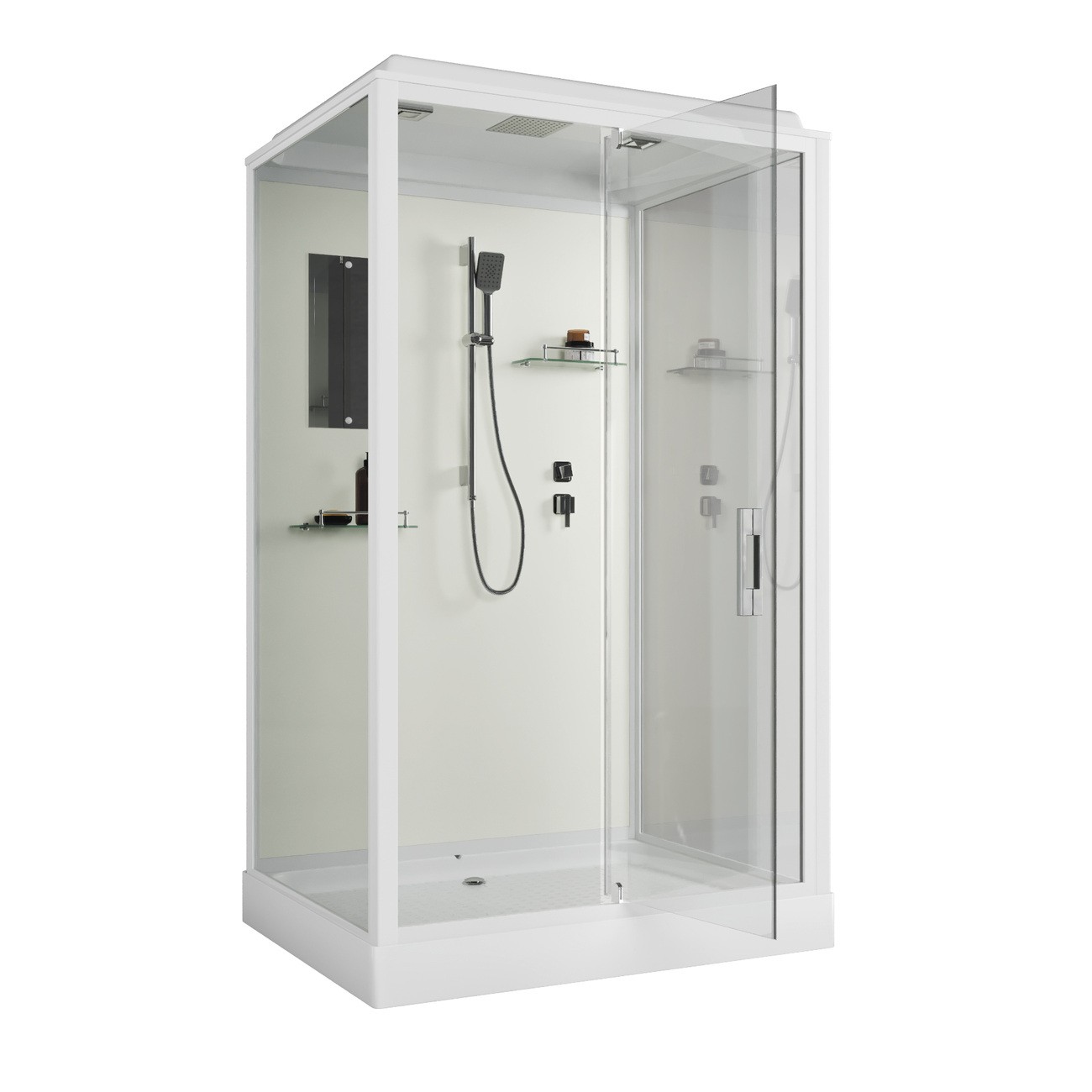 Душевая кабина Niagara Standart ST120/90/15Q (120х90х215) прямоугольник,поддон 15см,распашная,проф.белый,3 места 