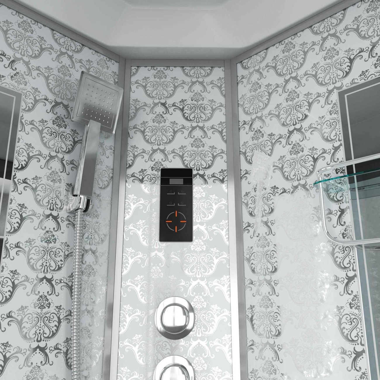 Душевая кабина Niagara Luxe NG-7712WR (80x120х215) высокий поддон(38см),дверь раздвижная,стенки серебро,4 места 