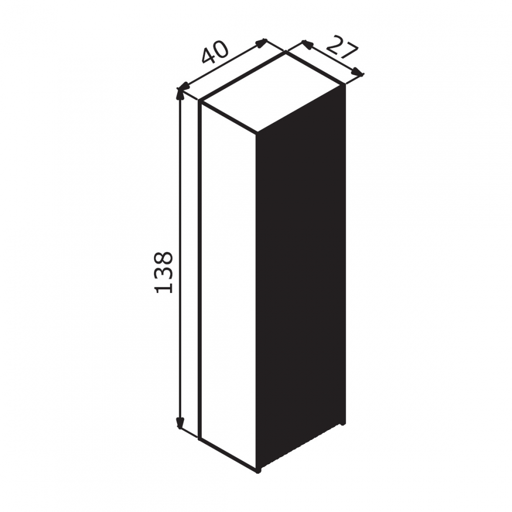 Пенал Orka Cube 3000367, 40 х 140 см, подвесной, цвет бежевый матовый/белый 
