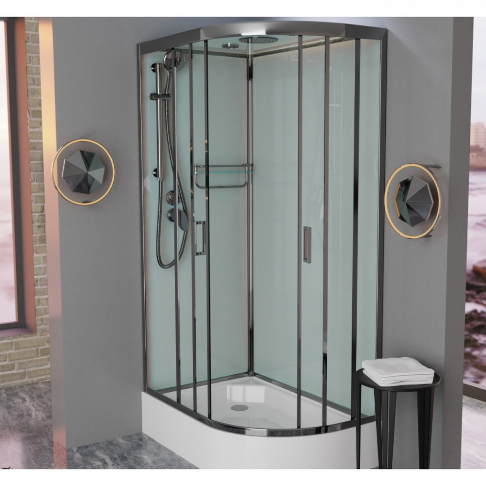 Душевая кабина Frank F412/1 L/R Brilliant 120 х 80 см, средний поддон, стекла прозрачные, профиль хром, 179009/181009 