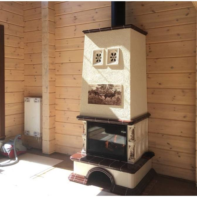 Печь камин КимрПечь Гефест Пристенный с коробом Шоколад 