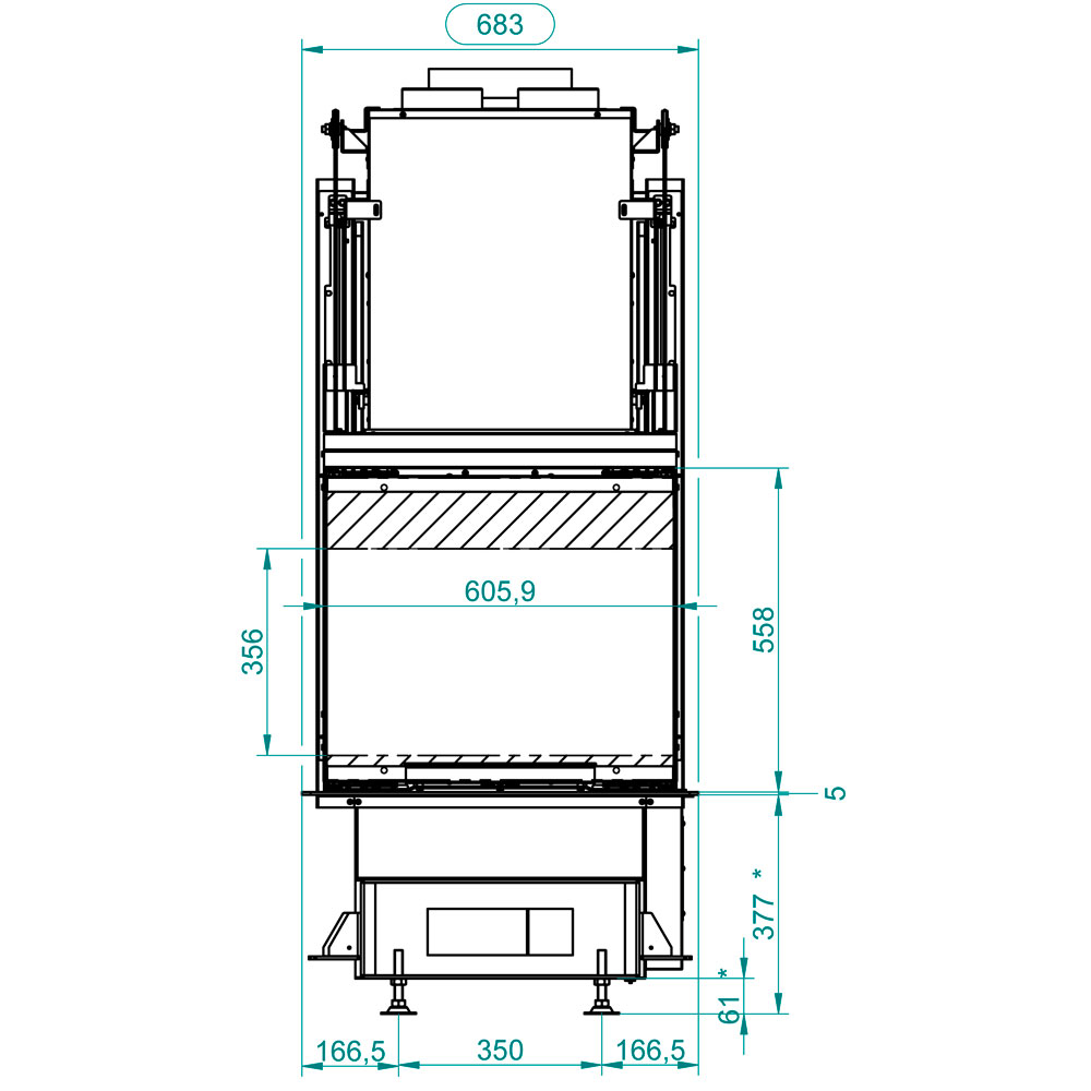 Каминная топка Palazzetti Ecomonoblocco WT 60 3D N16 