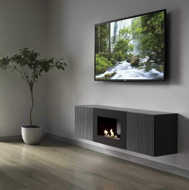 Тумба с биокамином Firelight BFP/P-1400L графит 