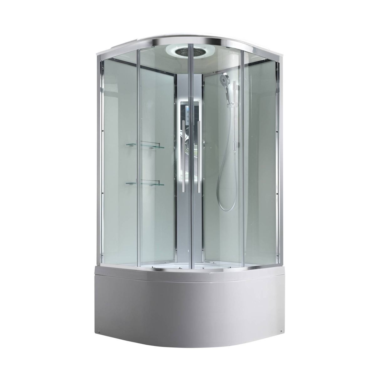Душевая кабина AvaCan EM5090LEDT, 78165, 90 x 90 см, с LED подсветкой, с крышей, поддон высокий, стекло прозрачное, профиль хром 
