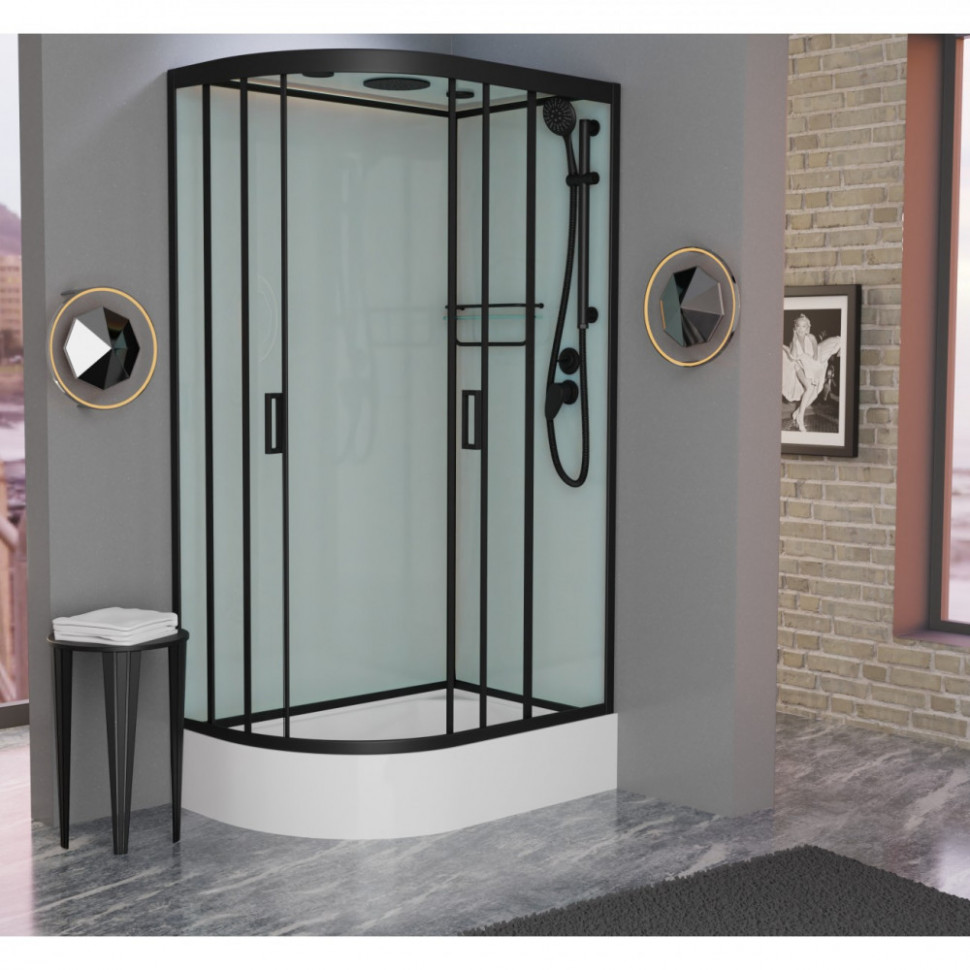 Душевая кабина Frank F412/1R М Black 120x80 матовое стекло, 20068 