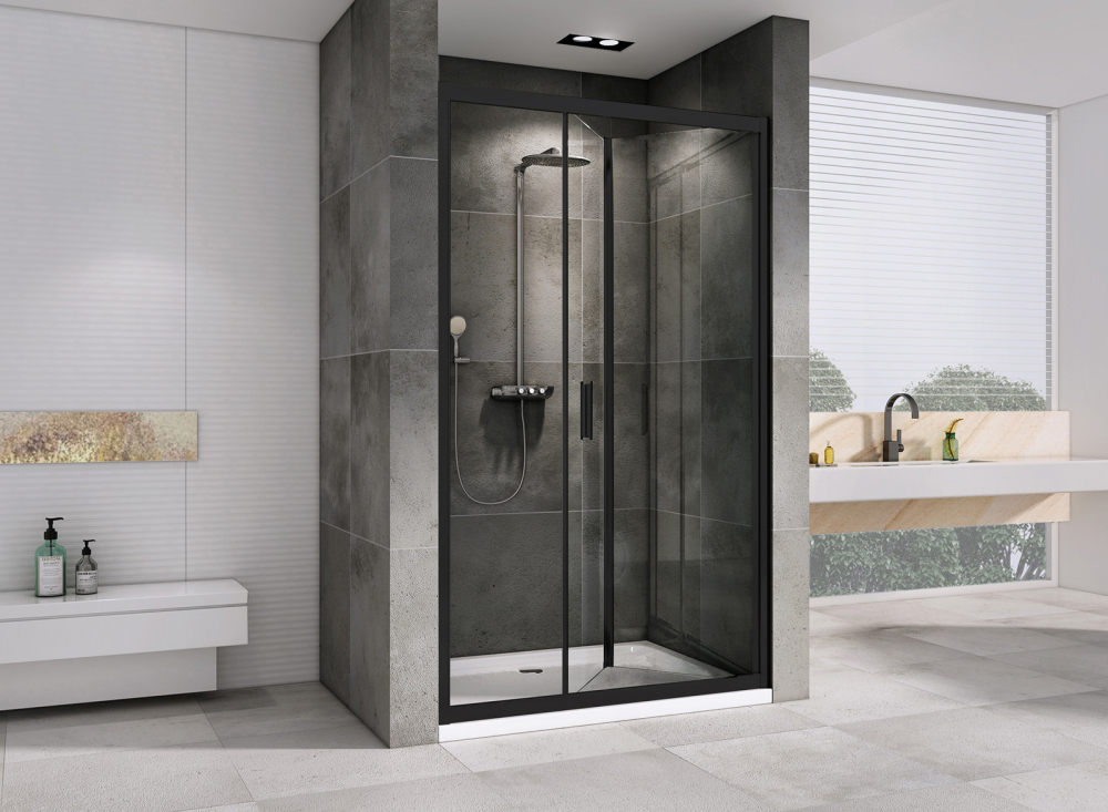 Душевая дверь Abber Sonnenstrand AG07120B, 120 х 195 см, стекло прозрачное, профиль черный 