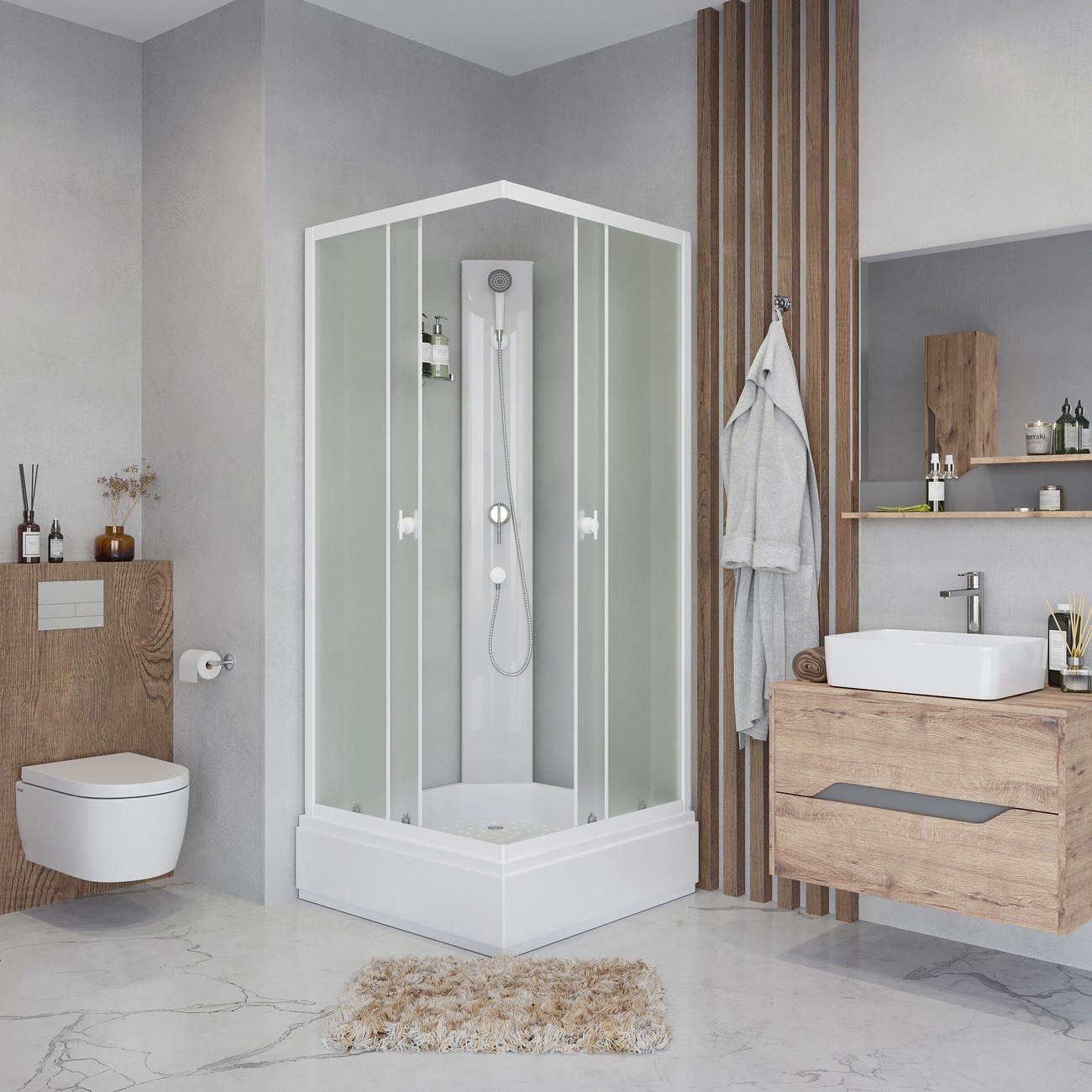Душевая кабина Niagara Promo P80/26Q/MT/BK, 80 x 80 см, стекло матовое, профиль белый 