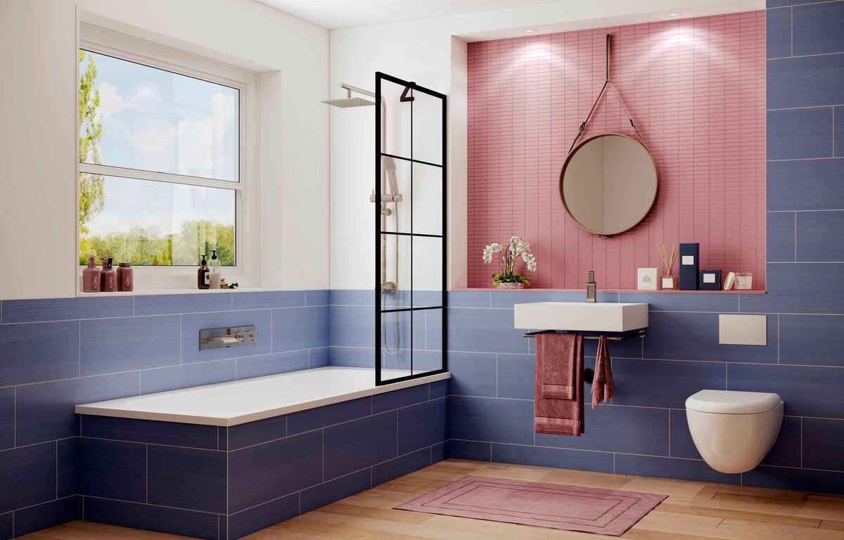 Шторка для ванны Ambassador Bath Screens 16041209 (80х140) черный,стекло прозрачное с рисунком,неподвижное,1 место 