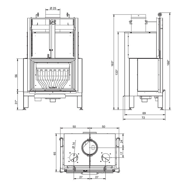Каминная топка Palazzetti Monoblocco EL 86 frontale 