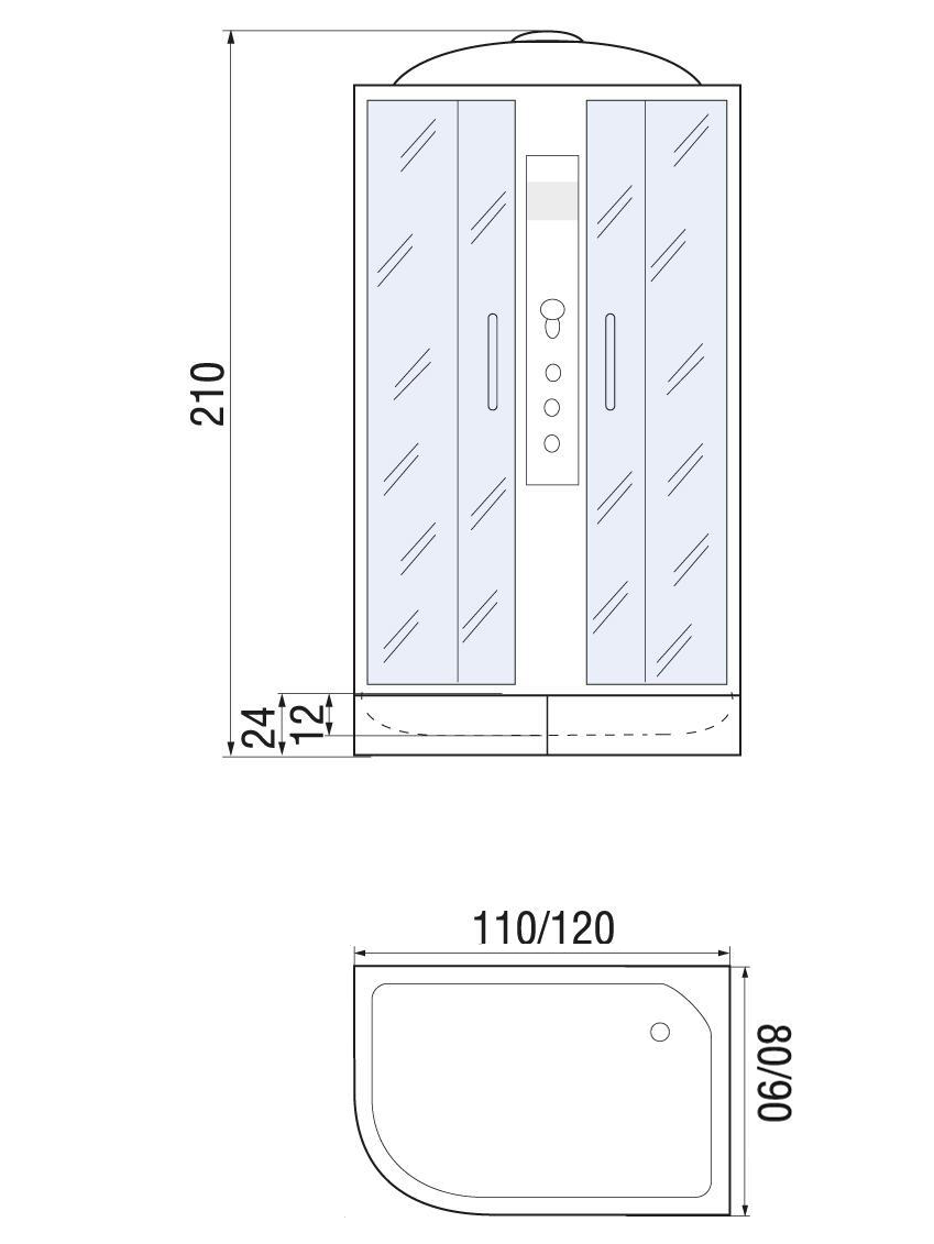 DUNAY 110/80/24  MT R Душевая кабина с поддоном 