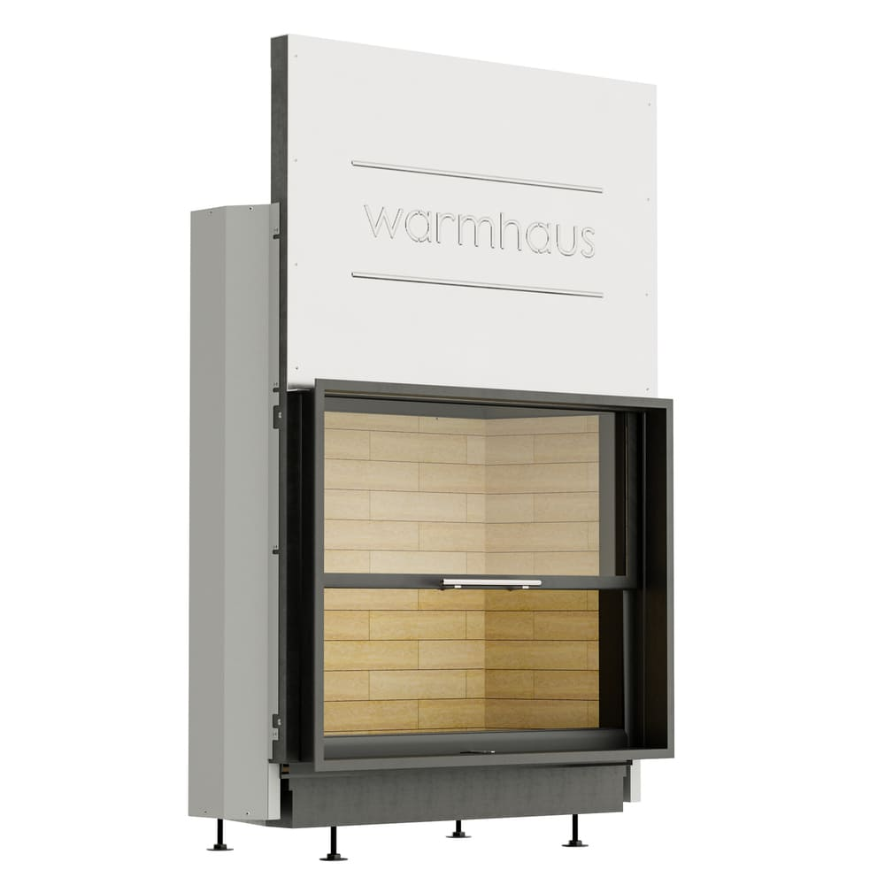 Каминная топка FLAT 100/80h (Warmhaus) с прямым стеклом, футеровка шамот 