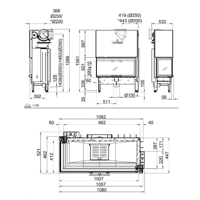 Каминная топка SPARTHERM Linear 4S Varia 2L-100h 