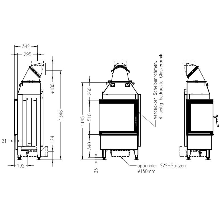 Каминная топка SPARTHERM Varia 2L-55 чёрный шамот 