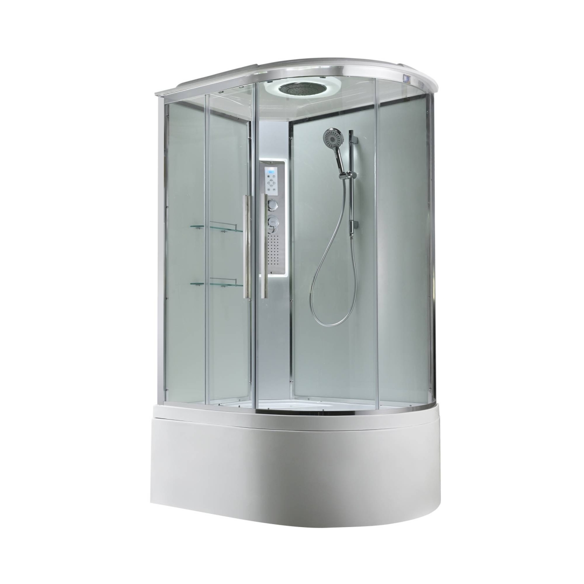 Душевая кабина AvaCan EM5811LLEDT/EM5811RLEDT 78189/78183, 110 x 80 см, с LED подсветкой, с крышей, поддон высокий, левая/правая, стекло прозрачное, профиль хром 