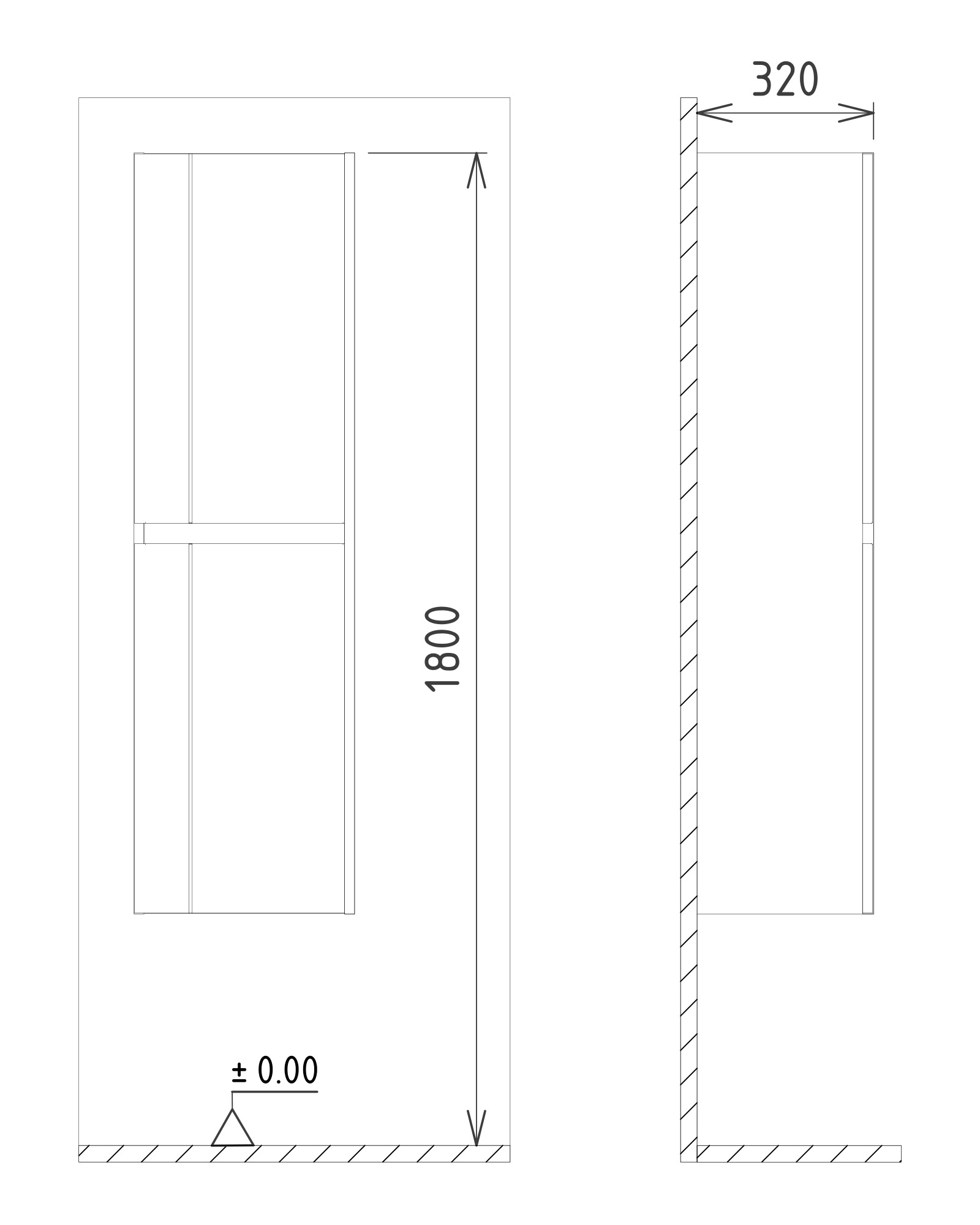 Пенал Orka Likya 3001084, 40 х 140 см, подвесной, цвет антрацит матовый 