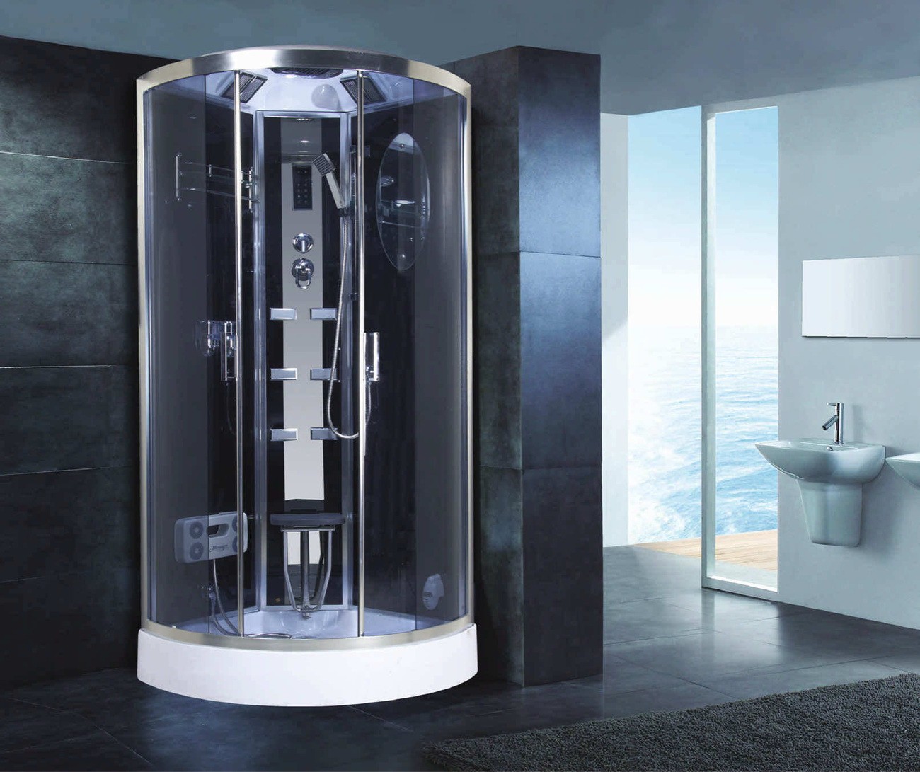 Душевая кабина Niagara Ultra NG-902-01 (100х100х220) низкий поддон(16см),стекло тонированное,5 мест 