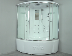 Душевой бокс Timo Lux T-7735C, 135 x 135 см, c крышей, высокий поддон, с гидромассажем, стекла прозрачные, профиль хром 