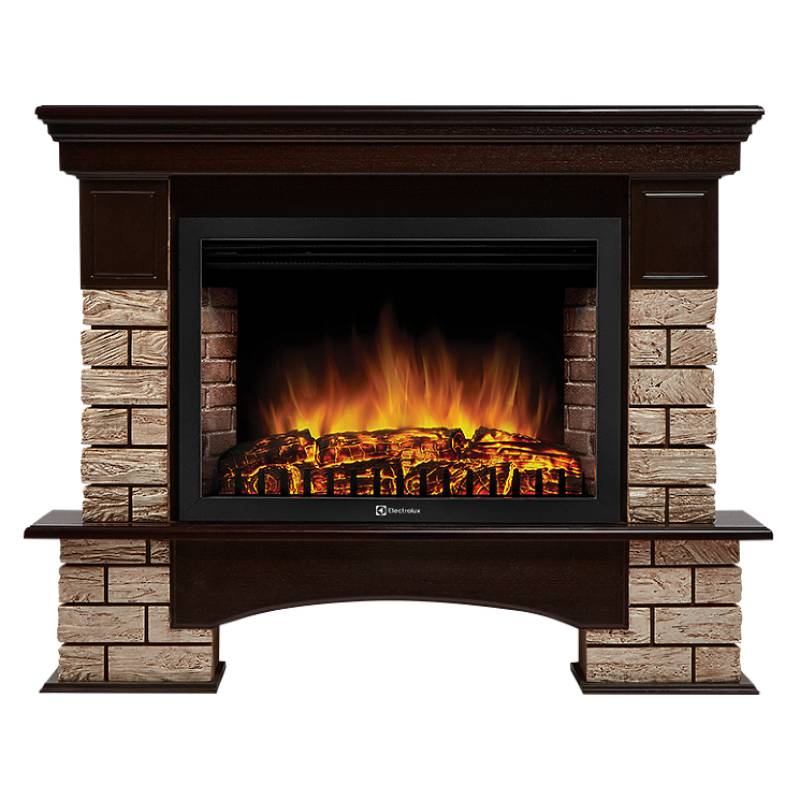 Портал Firelight Forte Wood 30 камень коричневый, шпон темный дуб 