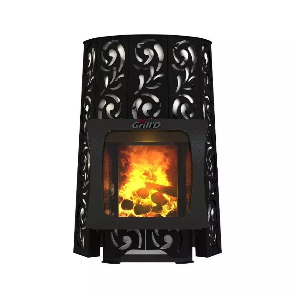Дровяная печь для бани Grill’D Violet Short Window Max Pro (Камень колотый, 100 кг) 