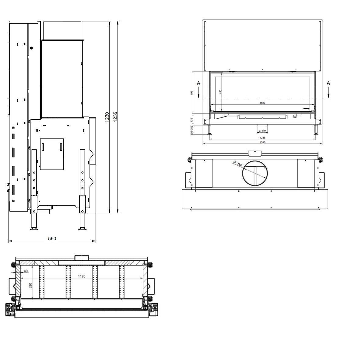 Каминная топка KFD Linea H 1320 4.0 