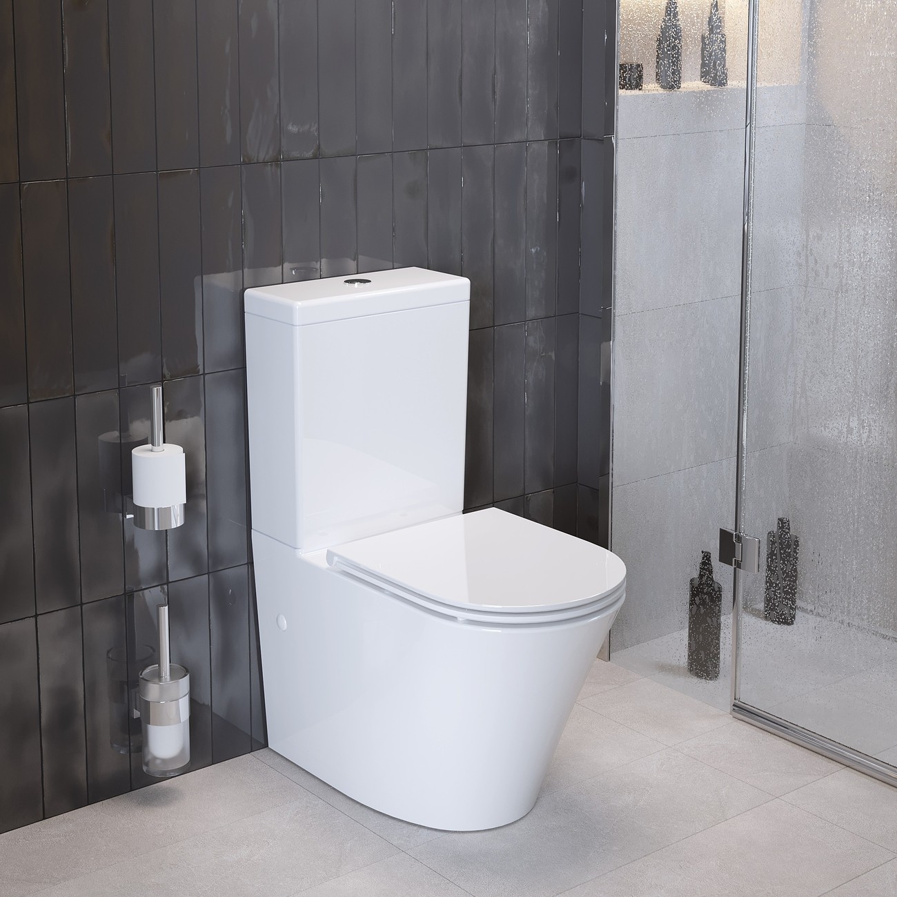 Унитаз Ritz 237K19001RS (665*360*830) напольный БЕЗОБОДКОВЫЙ, с тонкой крышкой, 3 места 
