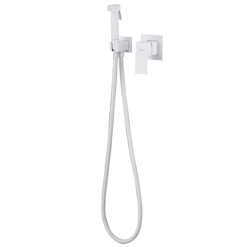 Гигиенический душ Abber Daheim, AF8225W, со смесителем, белый матовый 