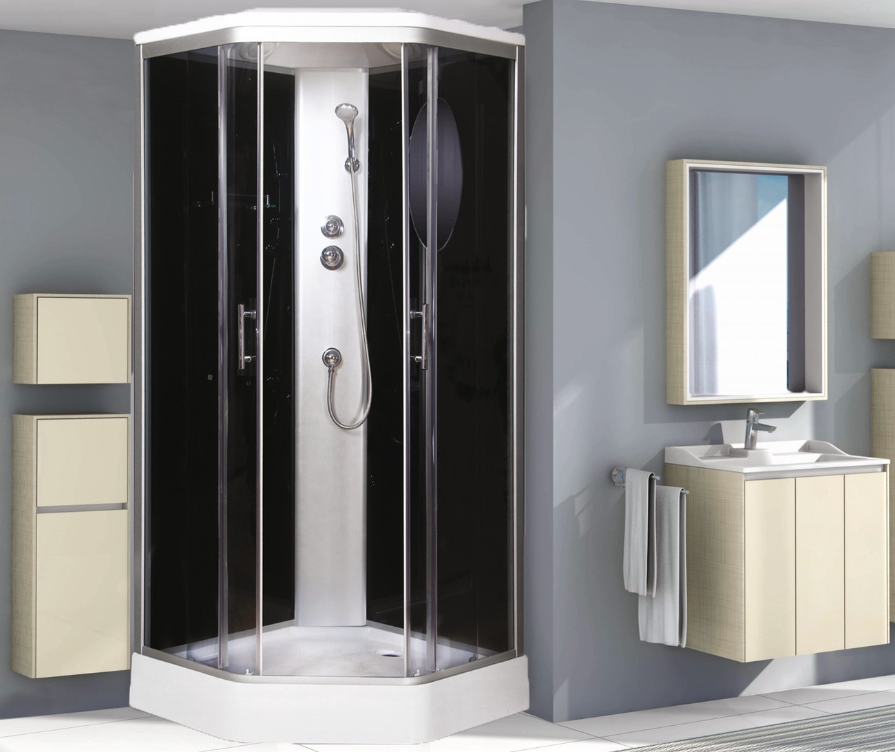 Душевая кабина Niagara Ultra NG-2506-01 (90х90х220) низкий поддон(16см),стекло тонированное,4 места 