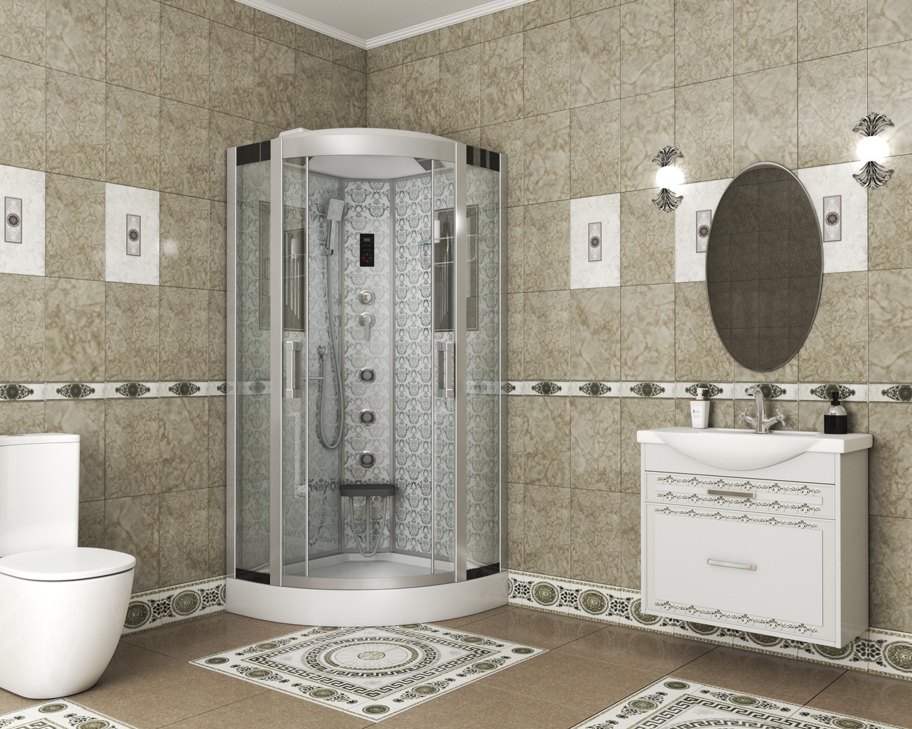 Душевая кабина Niagara 7715W, 90 x 90 см с гидромассажем, стенки белые 