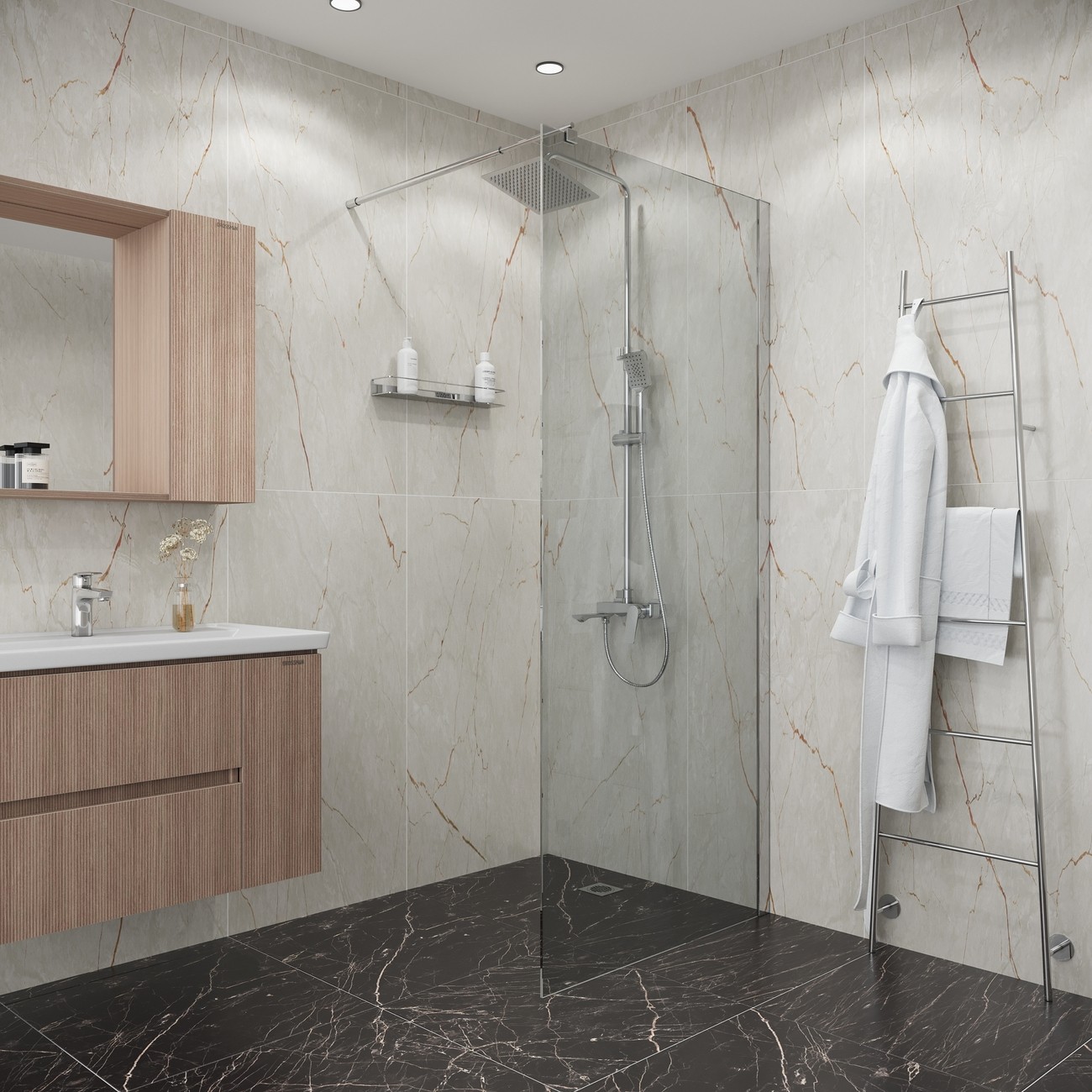 Душевая перегородка Niagara Eco NG-531-80 (80х190) хром,стекло прозрачное,1 место 