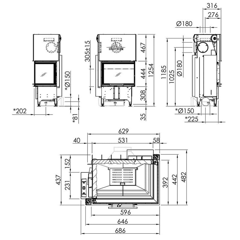 Каминная топка SPARTHERM Varia 2R-62h светлый шамот 