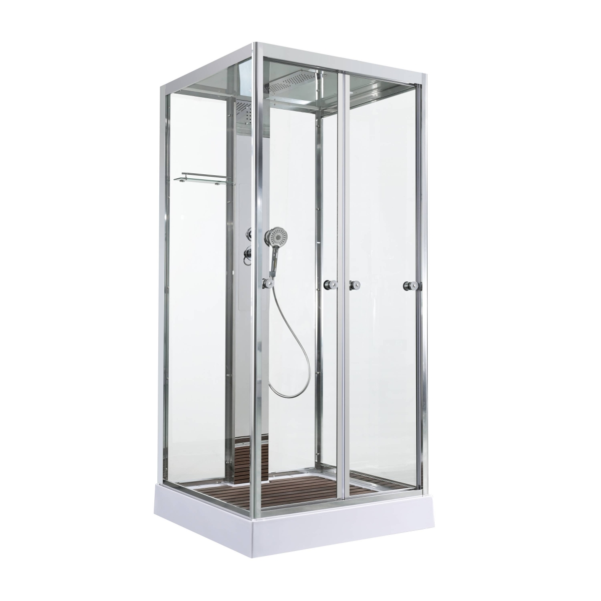Душевая кабина AvaCan Z1910, 78261, 100 x 100 см, крыша белый матовый, поддон низкий, стекло прозрачное, профиль хром 