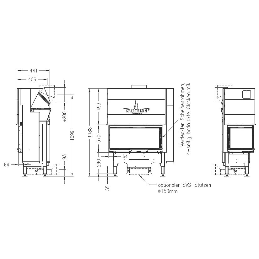 Каминная топка SPARTHERM Varia AS-2Lh чёрный шамот 