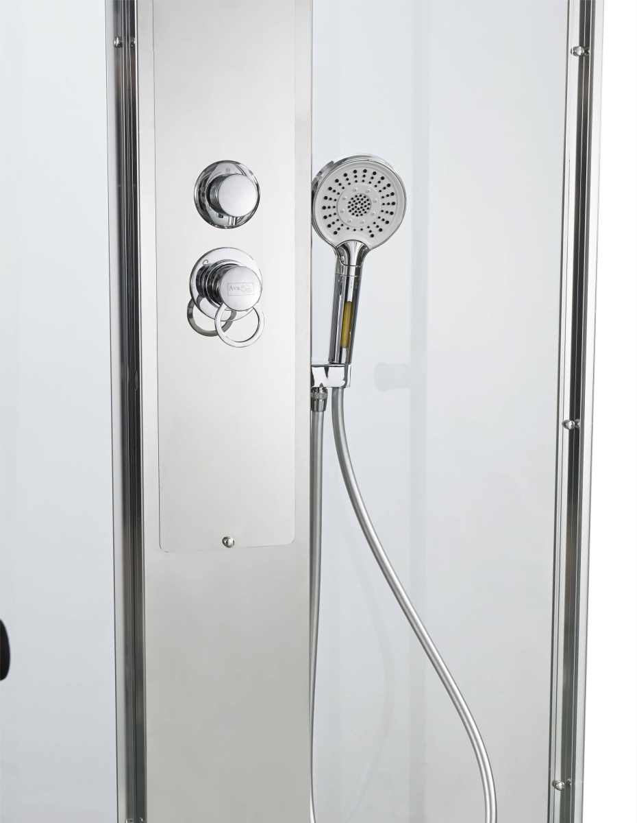 Душевая кабина AvaCan Z1910, 78261, 100 x 100 см, крыша белый матовый, поддон низкий, стекло прозрачное, профиль хром 