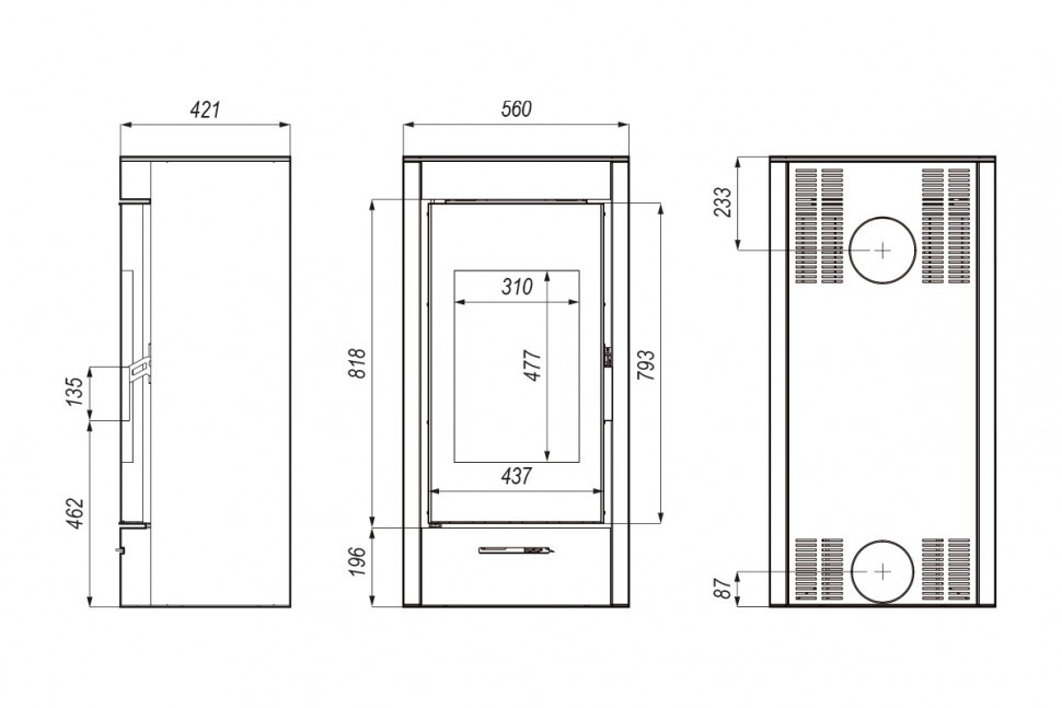 Печь DEFRO HOME ORTI, 9 кВт, красная сталь 