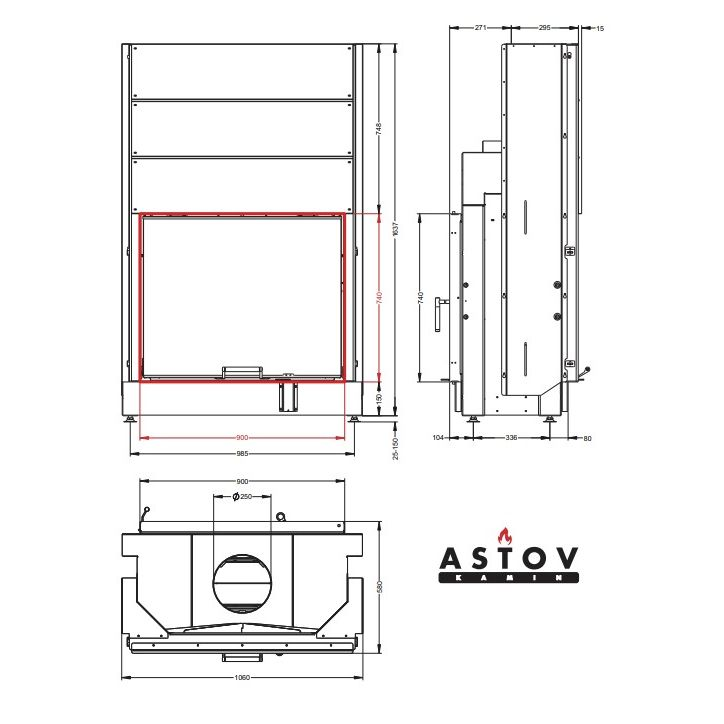 Каминная топка Астов ПТ 9074 
