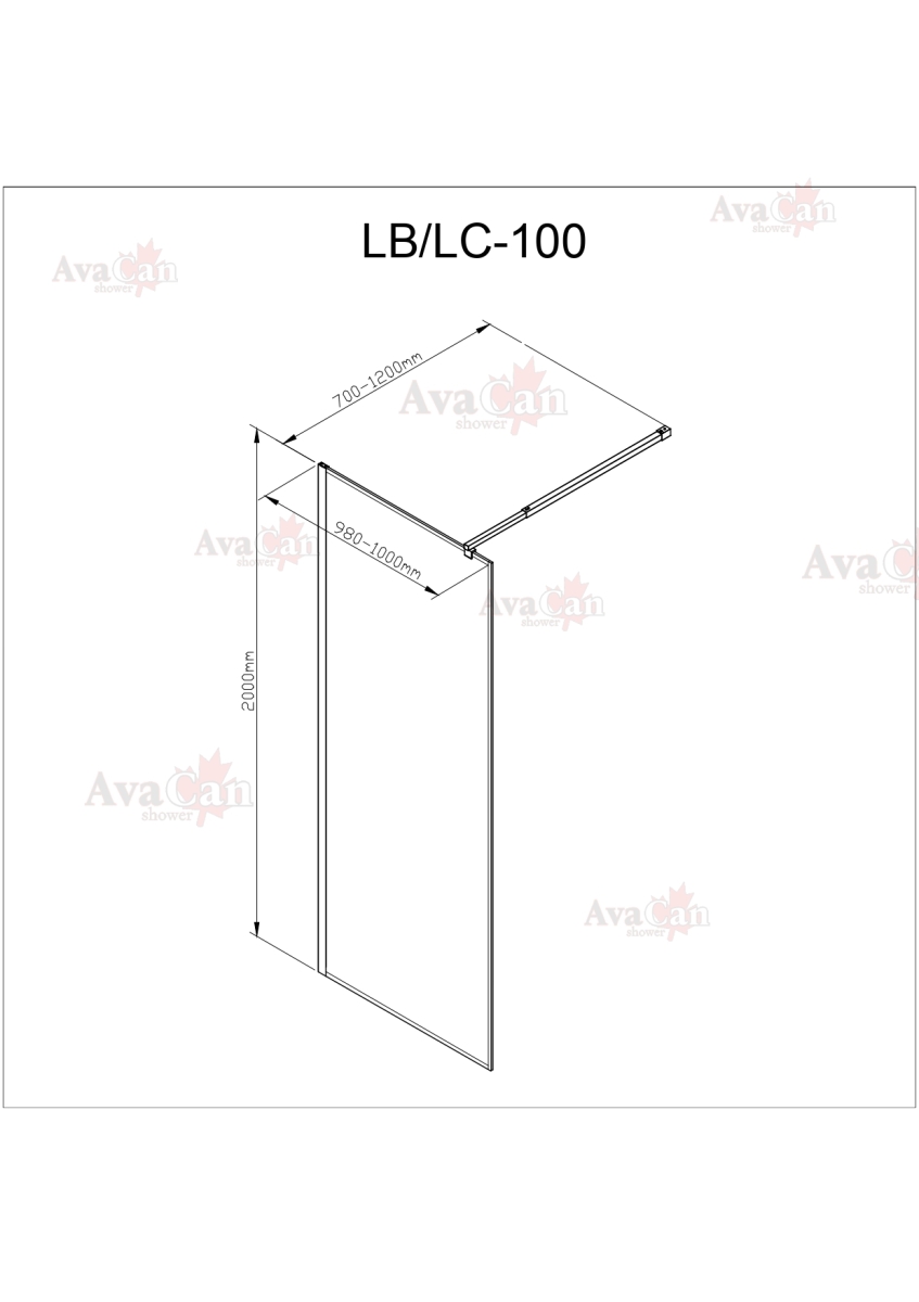 Душевая перегородка AvaCan LB 100 MT 