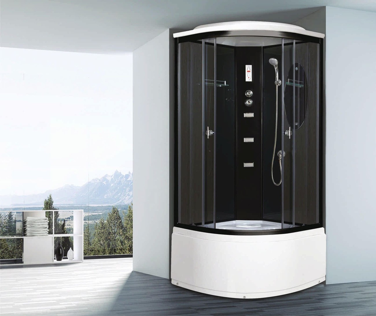 Душевая кабина Niagara Ultra NG-212-01N (100х100х220) высокий поддон(48см),черный,стекло тонированное,4 места 