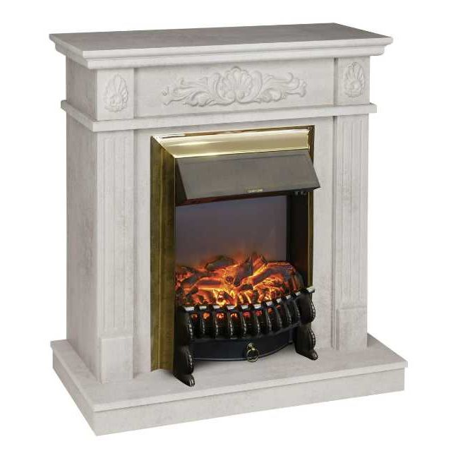 Камин RealFlame Adelaida WT с очагом Fobos Lux Brass 