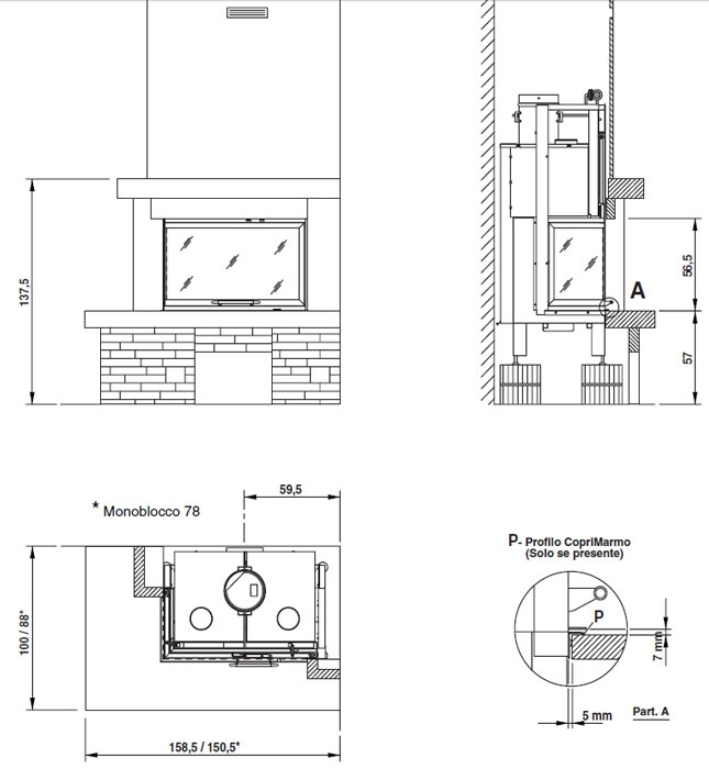 Облицовка Gubbio sx, без духовки (Palazzetti) 