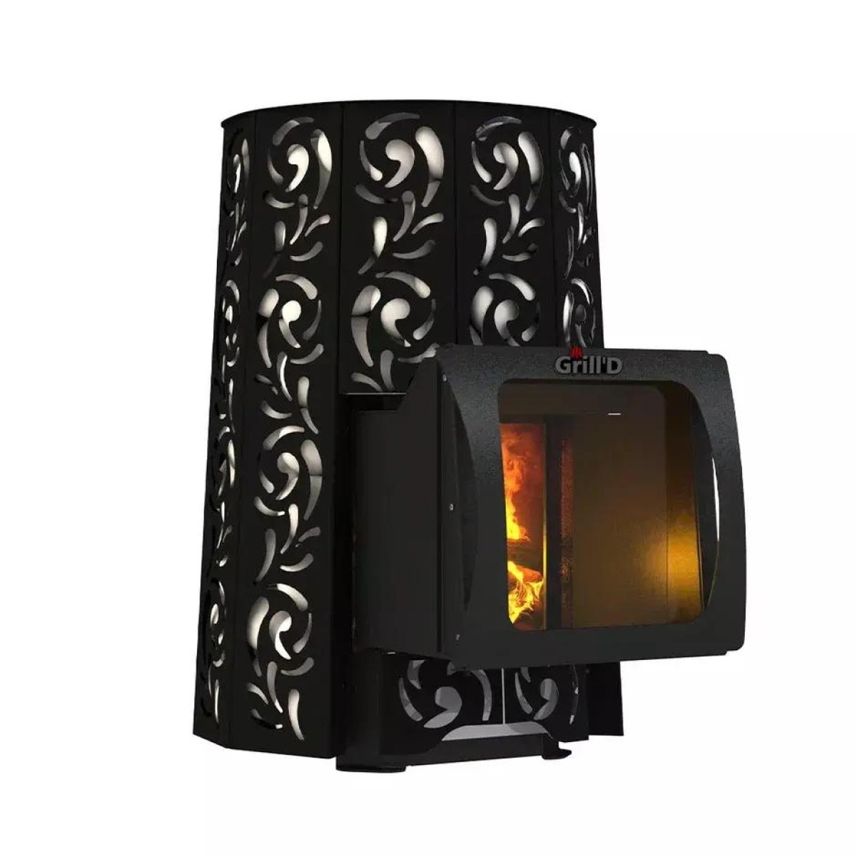 Дровяная печь для бани Grill’D Violet Short Window Max Pro (Камень колотый, 100 кг) 