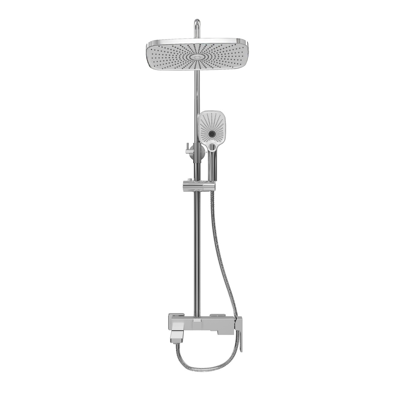 Душевая стойка Grossman Pragma 500.K35.03.100 с верхним душем,ручной лейкой и смесителем,хром глянцевый,1 место 