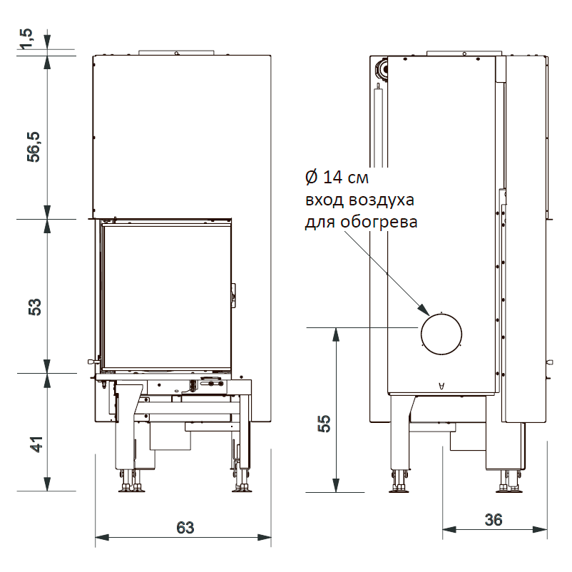Каминная топка EdilKamin WINDO2 75 L 
