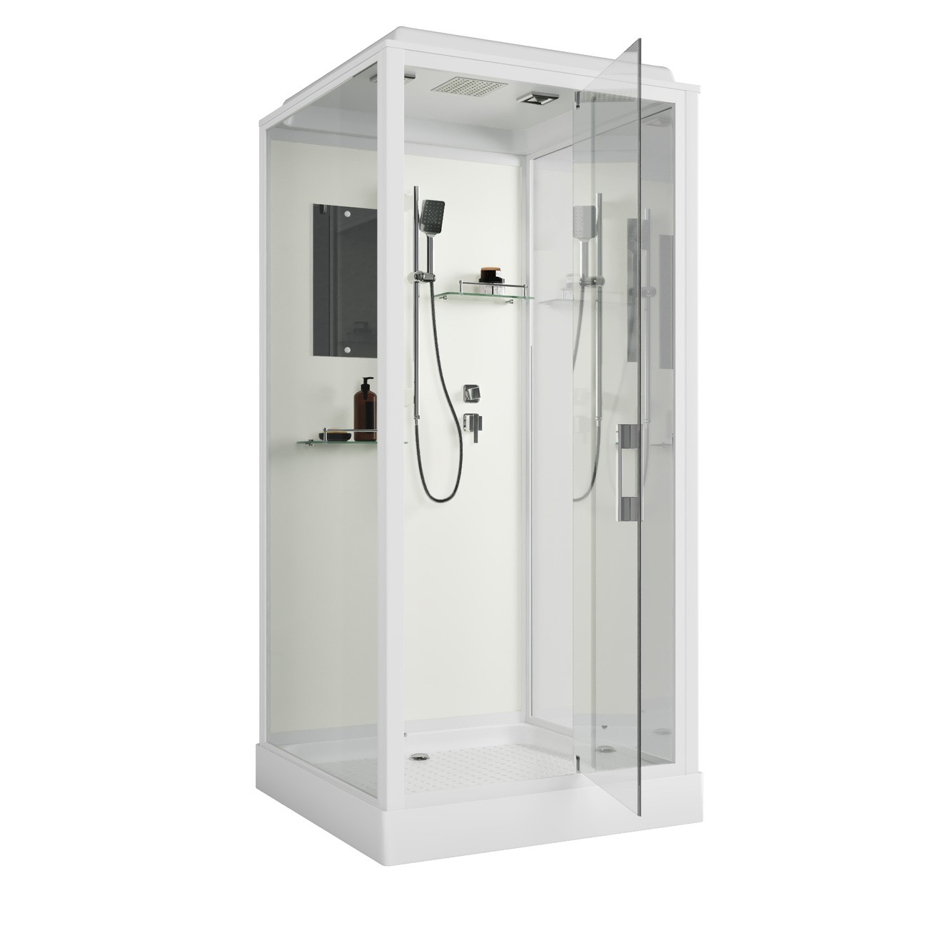 Душевая кабина Niagara Standart ST90/15Q (90х90х215) квадрат,поддон 15см,распашная,проф.белый,3 места 