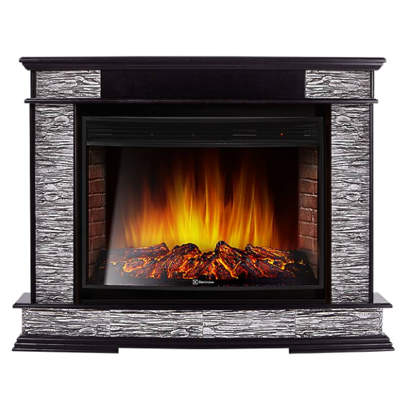 Портал Firelight Scala 30 камень сланец скалистый серый, шпон венге 